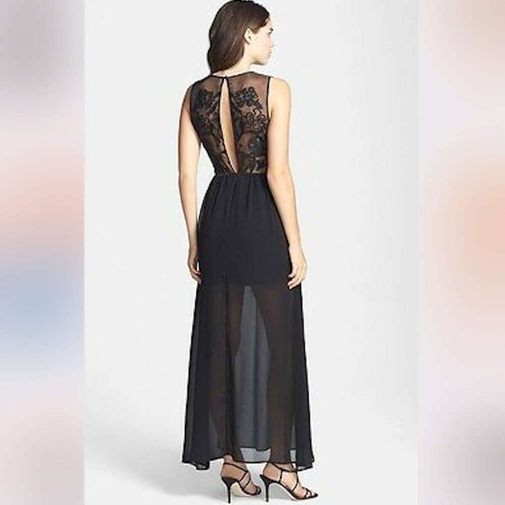 Black Maxi Dress with embroidery detail on back